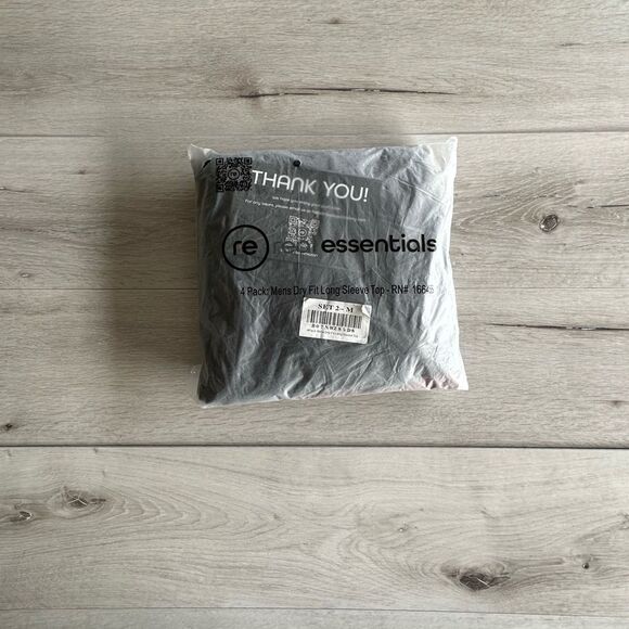 Real Essentials 4 Pack: Dry-Fit LS shirt BLK, Grey, Teal, Burgundy M NWT IN PKG - Picture 8 of 9